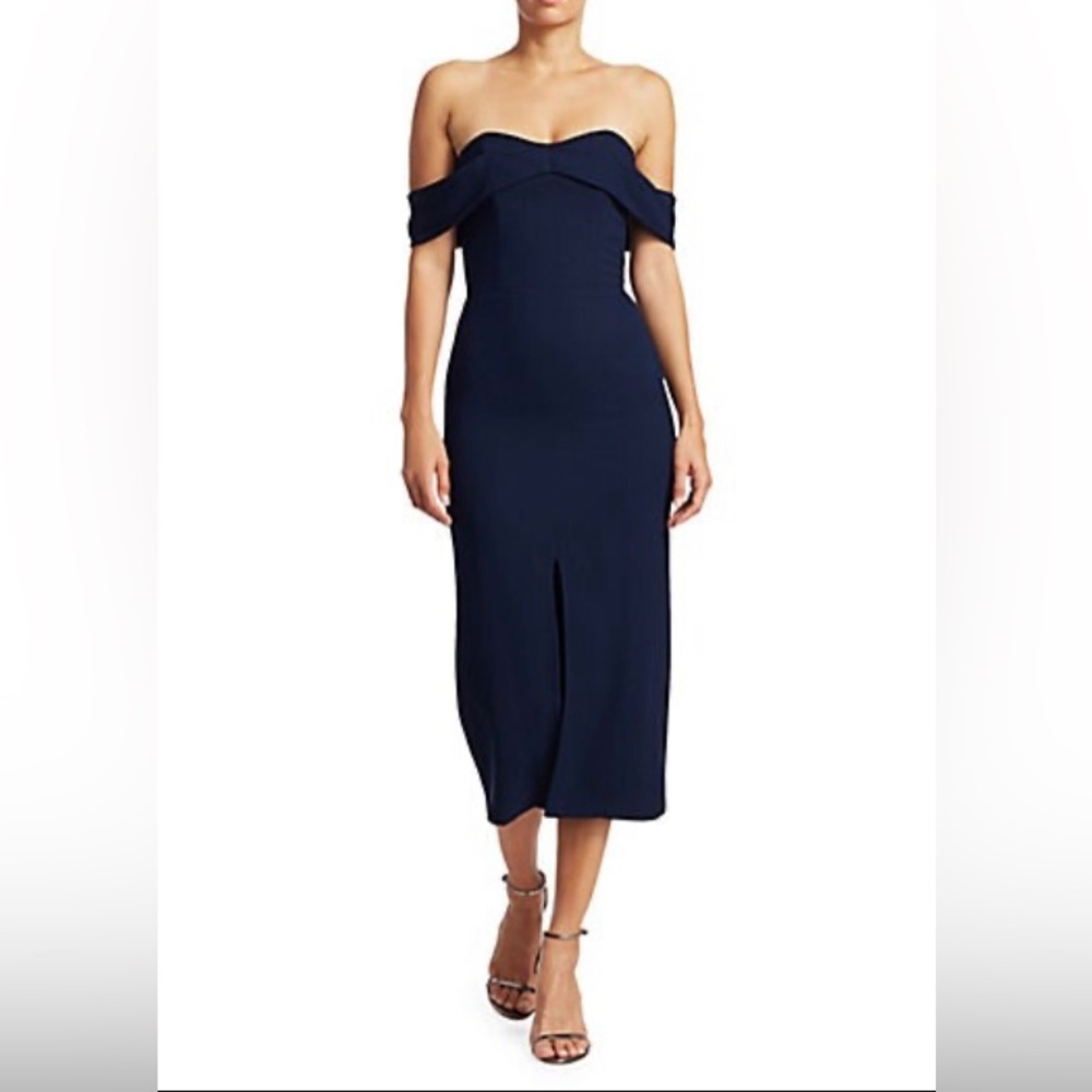 Monique Lhullier off the shoulder midi dress